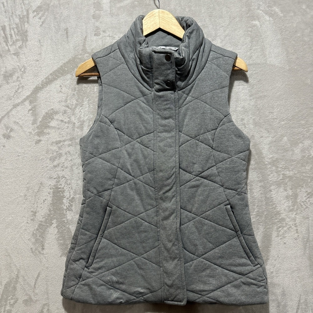 ATHLETA Women's Gray Full Zip Quilted Puffer Vest Size Small